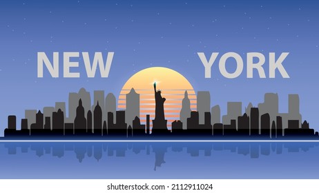 new york. 
city ​​skyline silhouette for website. 
blue background