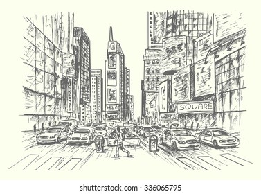 New York City Sketch Style Isolated Illustration