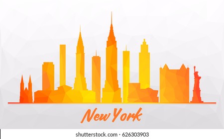 New York City Skyline Background. Abstract cityscape made in low poly 
style. Vector illustration.