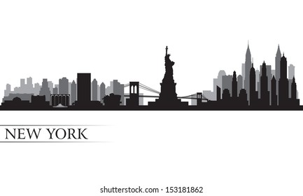 New York city skyline detailed silhouette. Vector illustration 