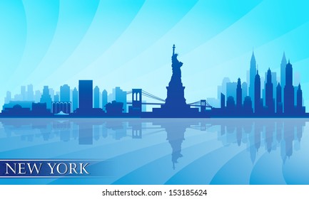 New York city skyline detailed silhouette. Vector illustration 