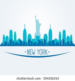 New York city skyline detailed silhouette. Vector illustration 