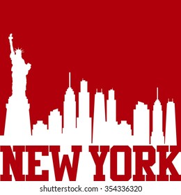 New York city skyline detailed silhouette. Vector illustration 
