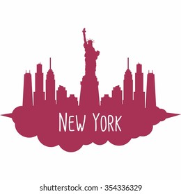 New York city skyline detailed silhouette. Vector illustration 