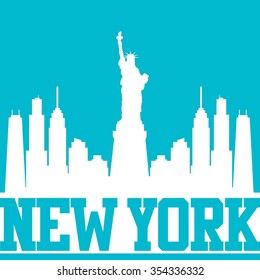 New York city skyline detailed silhouette. Vector illustration 