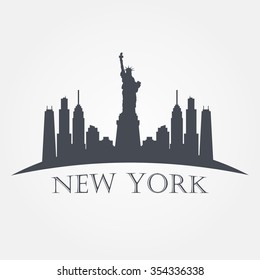 New York city skyline detailed silhouette. Vector illustration 