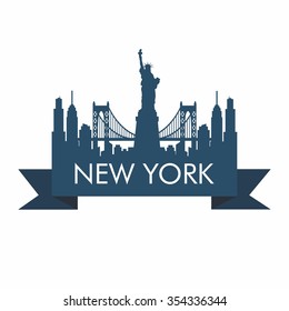 New York city skyline detailed silhouette. Vector illustration 