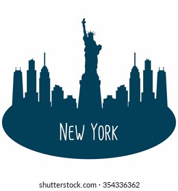 New York city skyline detailed silhouette. Vector illustration 