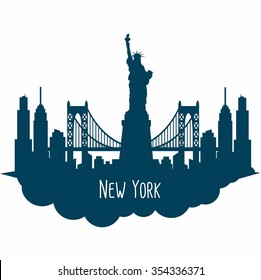 New York city skyline detailed silhouette. Vector illustration 