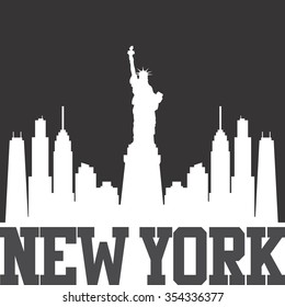 New York city skyline detailed silhouette. Vector illustration 
