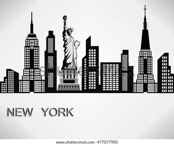 ニューヨーク市のスカイラインの細かいシルエット ベクターイラスト のベクター画像素材 ロイヤリティフリー