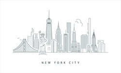 New York City Skyline Editable Outline