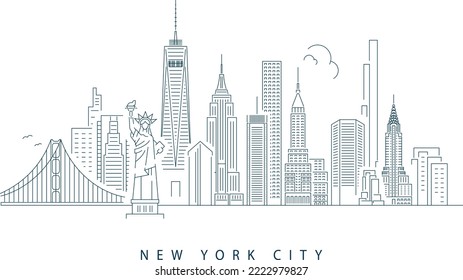 New York City Skyline editable outline