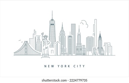 New York City Skyline editable outline