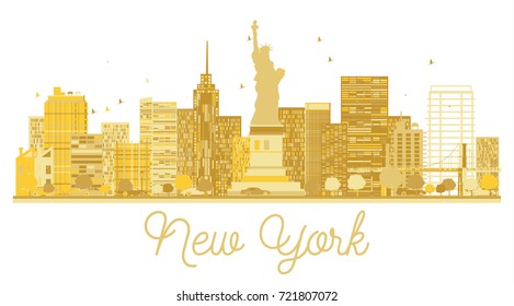 New York City Skyline Golden Silhouette. Vector Illustration.