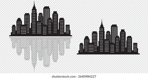 New York City Skyline. Hand Drawn Vector Illustration – Iconic NYC Silhouette with Skyscrapers and Landmarks, Minimalist Urban Cityscape Design in Black on White