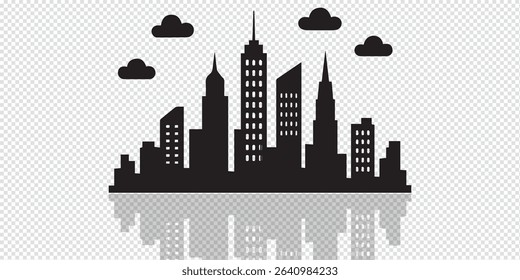 New York City Skyline. Hand Drawn Vector Illustration – Iconic NYC Silhouette with Skyscrapers and Landmarks, Minimalist Urban Cityscape Design in Black on White