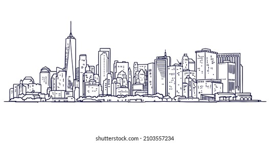 New York City skyline illustration vector