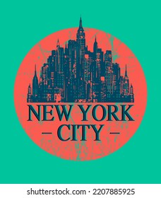 new york city skyline illustration with wording