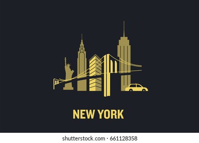 New York city skyline illustration. Flat vector design. 