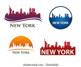 New York City Skyline Landscape Logo Template