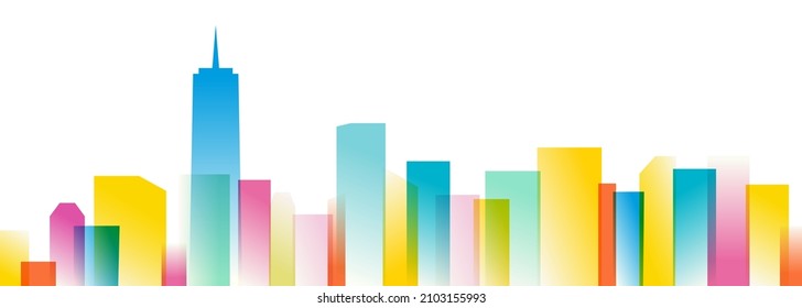 New York City Skyline multicolor 3d effect in vector format