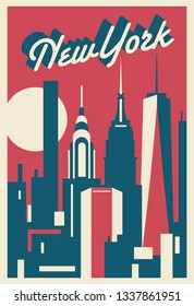 New York City Skyline postcard