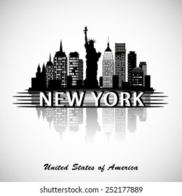 New York City skyline with reflection. eps10 vector