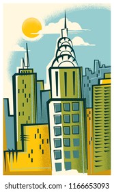 New York City Skyline Retro Poster