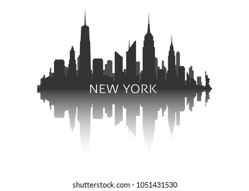 New York City Skyline Silhouette Stock Vector Illustration