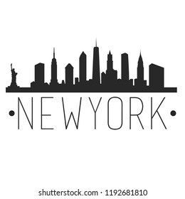 New York City Skyline Silhouette City Design Vector Famous Monuments.