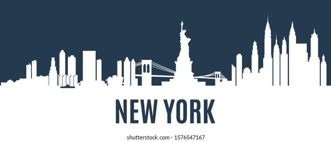 new York city skyline silhouette - vector 