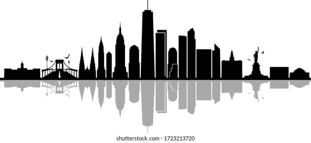 NEW YORK City Skyline Silhouette Cityscape Vector