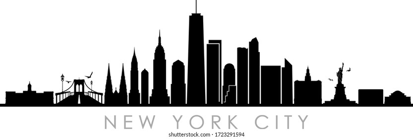 NEW YORK City Skyline Silhouette Cityscape Vector