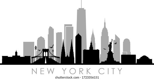 NEW YORK City Skyline Silhouette Cityscape Vektor