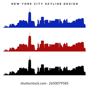 New York City Skyline Silhouette – Vector Manhattan Panorama
