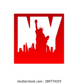 New York city skyline silhouette. Template for design.