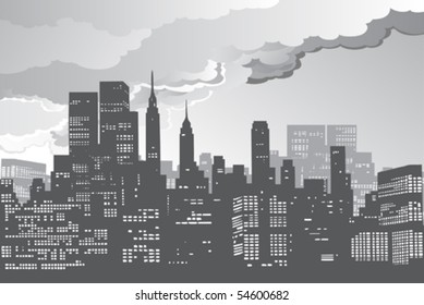 new york city skyline silhouette night vector