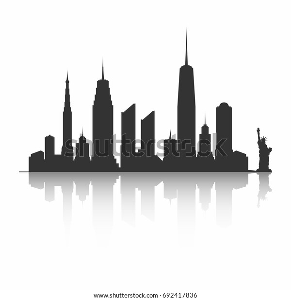 New York City Skyline Silhouette Skyscrapers Stock Vector (Royalty Free ...