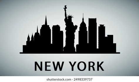 New York. The city skyline. Silhouettes of buildings. Vector on a gray background