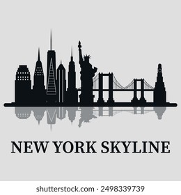 New York. The city skyline. Silhouettes of buildings. Vector on a gray background