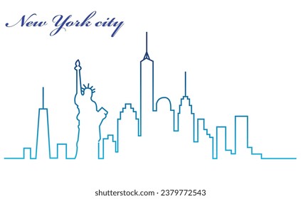  Skyline de la ciudad de Nueva York. Estilo minimalista simple ilustración de líneas vectoriales