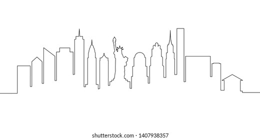 Línea única de la ciudad de Nueva York, ilustración vectorial