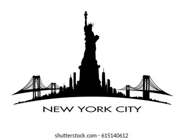 New York City skyline with Statue of Liberty vector