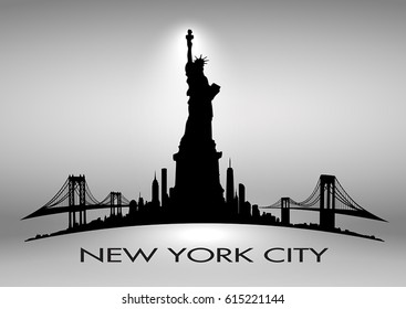 New York City Skyline Statue Liberty Stock Vector (Royalty Free ...