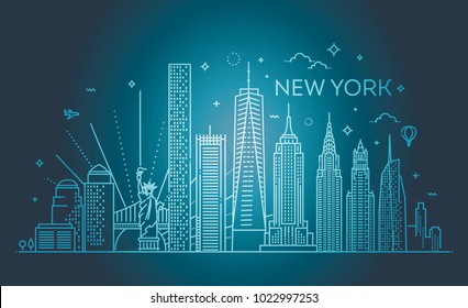 New York city skyline, vector illustration, flat design