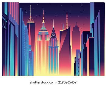 Ilustración del vector de la línea aérea de la ciudad de Nueva York