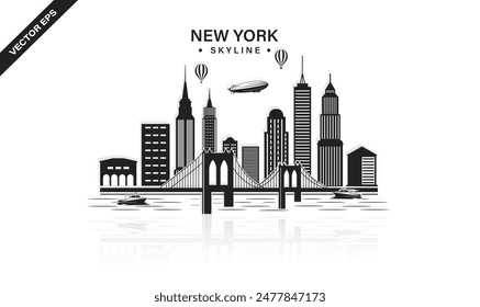 New York city skyline vector art. 