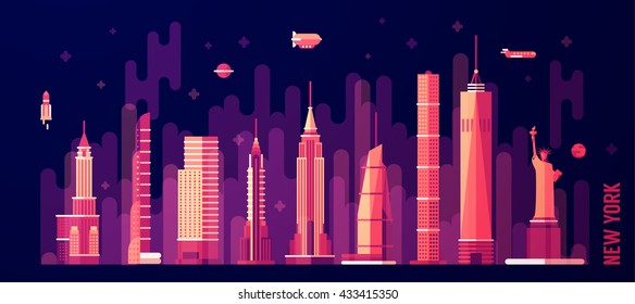 New York city skyline, vector illustration, flat style