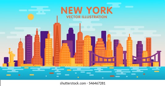 New York city skyline, vector illustration, flat design